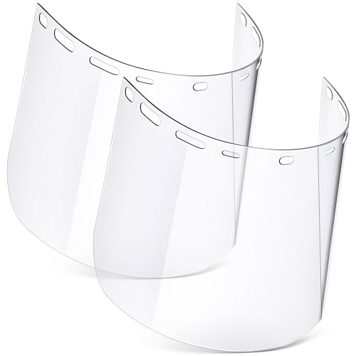 Saillong 2 Pcs Face Shield Replacement Lens, 15.28'' x 7.76'' Compatible with Erb 15151 8150 Tinted Full Face Shields, Protective Safety Visor for Welding, Grinding, DIY, Cosplay Helmet (Clear)