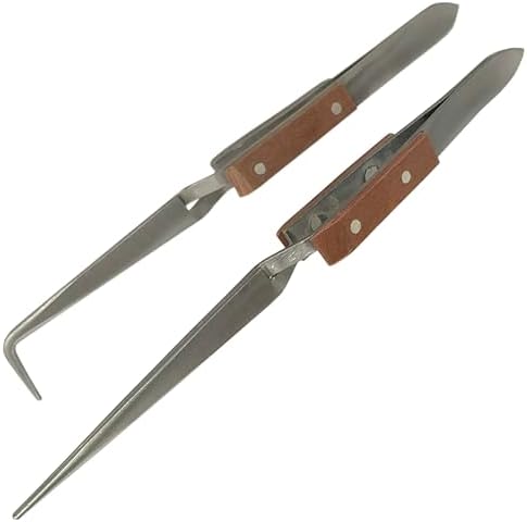 Cross Locking Fiber-Grip Soldering Tweezers - Medium Point