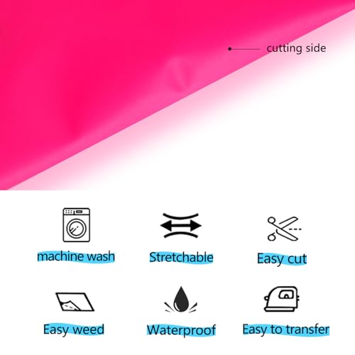 Image of guangyintong Glow in The Dark Heat Transfer Vinyl Rolls, 12 inch x 5ft Luminous Pink Iron on Vinyl for T-Shirts, PU Elastic HTV Vinyl for All Cutter Machine Easy to Cut & Weed for Cool Costumes /Design