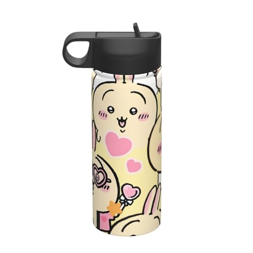 ステンレスカップ ちいかわ うさぎ コーヒーカップ 車用 タンブラー かわいい 大容量 保温 保冷 真空断熱 蓋付き 水筒 ウォーターボトル 取っ手付き 持ち運びやすい スポーツ アウトドア オフィス 家庭用 車用 男女兼用 誕生日プレゼント 500ml