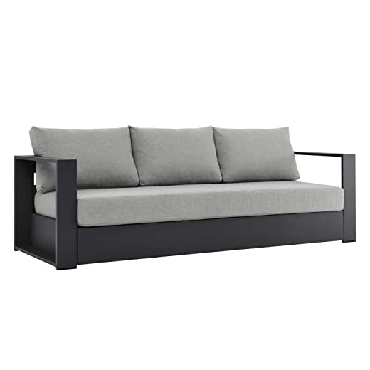 Modway Tahoe Patio Aluminum Sofa with Gray Gray Finish EEI-5676-GRY-GRY