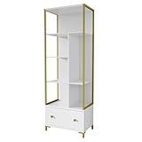 Belles finitions PRICE FACTORY just for you Ensemble de 2 Meubles de Bureau. Console et étagère Collection Douglas Coloris Blanc et doré