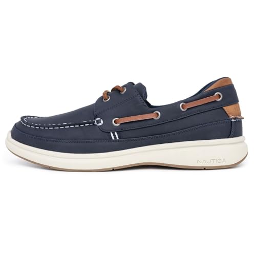 Nautica Men's Lace-Up Moccasin Boat Shoes - Cushioned Insole Casual Deck Loafers for Walking Comfort - Zapato2