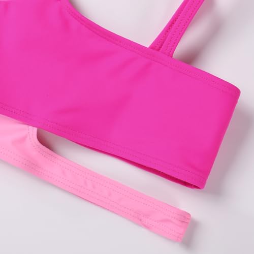 Image of Girls 2 Piece Bathing Suits Kids Color-Blocking High Waist Bikini Set Teen Swimsuit Beach Swimwear for 3-16 Years