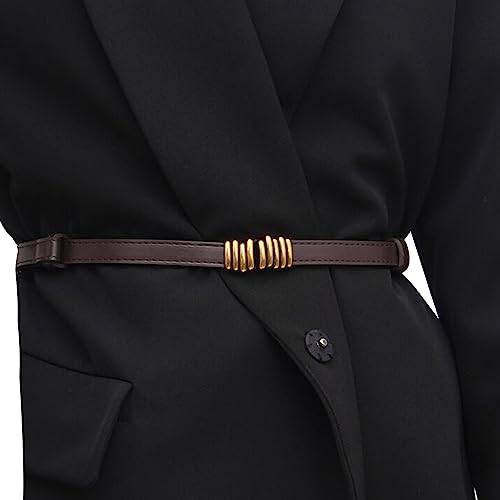 Lady Waist Belt Jean Belt PU Vintage Buckle Casual Ceinture Belt American Street Dance Skinny Belt Elegant Belt, Black4