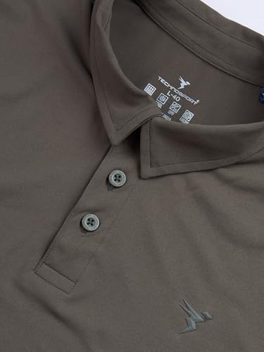 Image of TECHNOSPORT Mens Slim Fit Solid Full Sleeve Cotflex Polo T-Shirt for Regular and Casual Uses