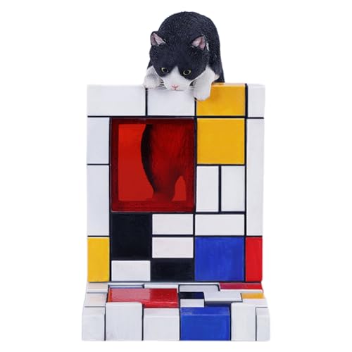 Chat Mondrian JXK244B HiPlay à fixer au mur, figurine décorative pour salon moderne