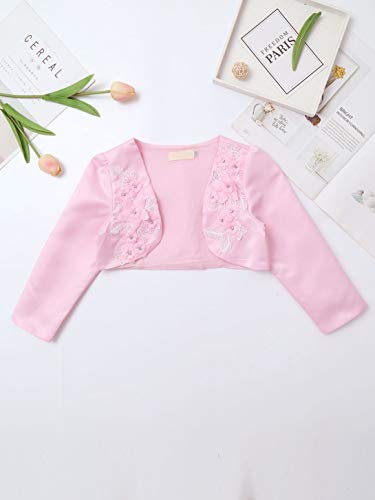 CHICTRY Kids Girls Long Sleeve 3D Flower Bolero Shrug Cardigan for Wedding Birthday Party Dresses3