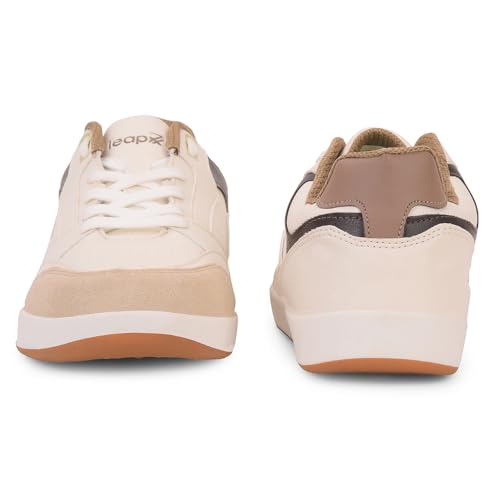 Image of Liberty Leap7x CLASTO-1E Men's Casual Lacing Sneakers, Beige and Sky Blue | Suitable for Walking Travel, College, Office | Comfortable Lace-Up Casual Shoes | Lightweight Stylish Fashion Footwear