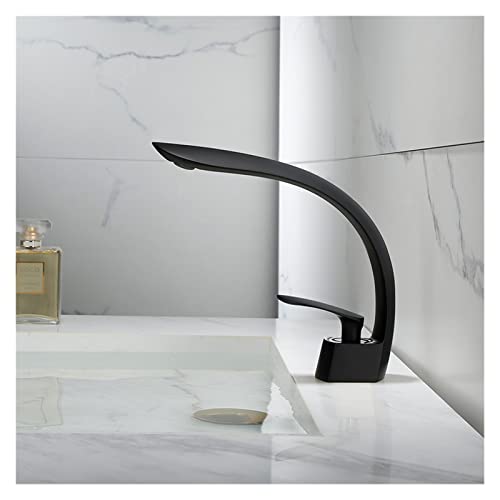 Mitigeur de salle de bain moderne noir chaud froid avec robinet de lavabo cascade
