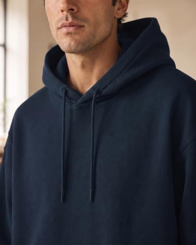 Image of NOBERO Oversized Solid Hooded Sweatshirt for Men | Oversized Hoodie for Men | Hooded Pullover | Cotton Rich Printed Hoodie 280 GSM Fleece