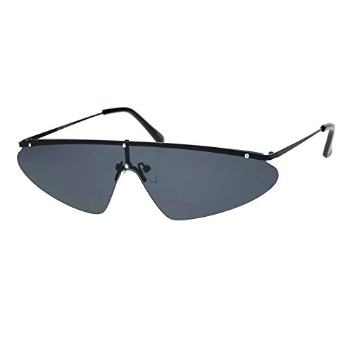 Funky Disco Flat Top Robotic Metal Half Rim Shield Triangle Sunglasses2