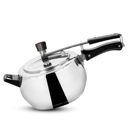 Image of Omichef Sandwich Bottom Stainless Steel Pressure Cooker 3 L | Stainless Steel ISI Certified Cooker | Induction & Gas Friendly | Durable, Food-Grade & Rust-Free | 100% Toxin Free