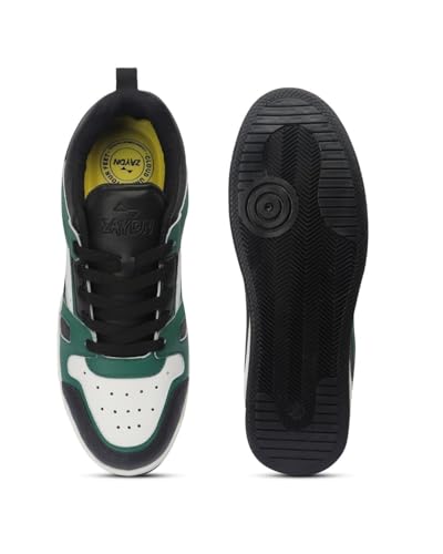 Image of ZAYDN ASH Sneaker Shoes for Men | Soft Cushioned Insole & Lightweight | Stylish Lace-Up Shoes with Causal Outfits | Trendy Sneakers | Shoes for Man | Low Top Sneaker Shoes Black Green