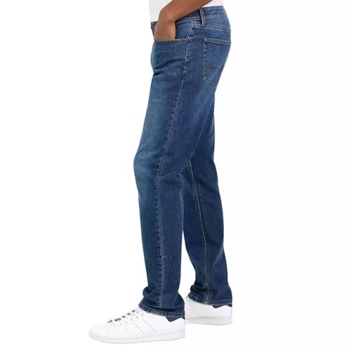 IZOD Men's Comfort Stretch Straight Fit Jeans (US, Waist Inseam, 38, 32, Regular, Regular, Dark Blue)3