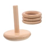 WOONEKY Anillos de Madera para Bebés Año Educativo Montessori con Base y Anillos Coloridos Juguete Sensorial Portátil para Interior y Exterior Estimula Desarrollo y Motricidad Infantil