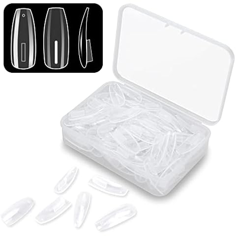 Lionvison 100PCS Replacement Nail Tips for Refill Acrylic Nails, Clear Fake Nail Tips for Practice Hand for Acrylic Nails, DIY Nail Art Salon Practice Tool, Clear Cover