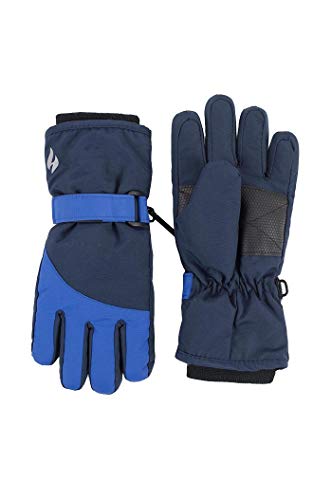 HEAT HOLDERS - Boys Girls Waterproof Fleece Insulated Winter Thermal Ski Gloves (5-10 Years, Navy/Blue)
