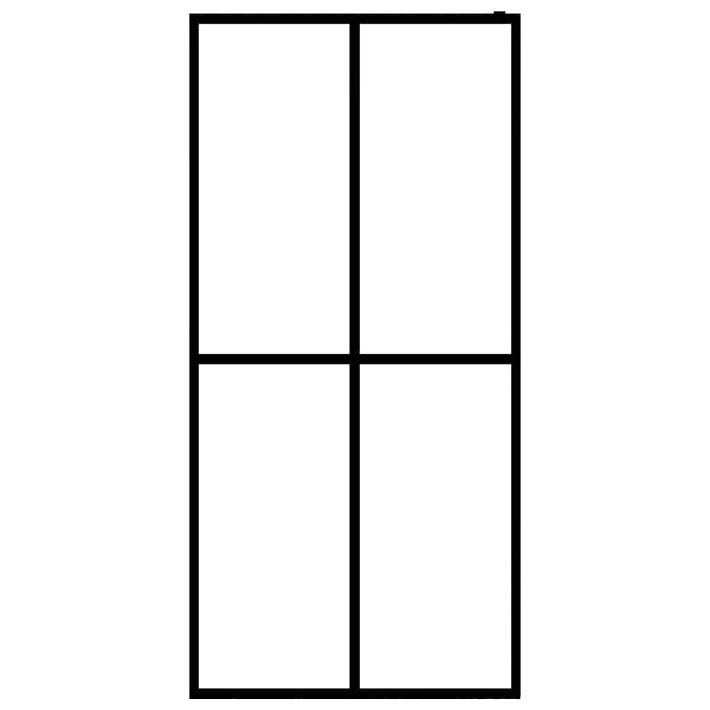 Parete Doccia Walk-in 80x195 cm Vetro di Sicurezza Opaco Telaio Alluminio Nero Paraspruzzi Bagno