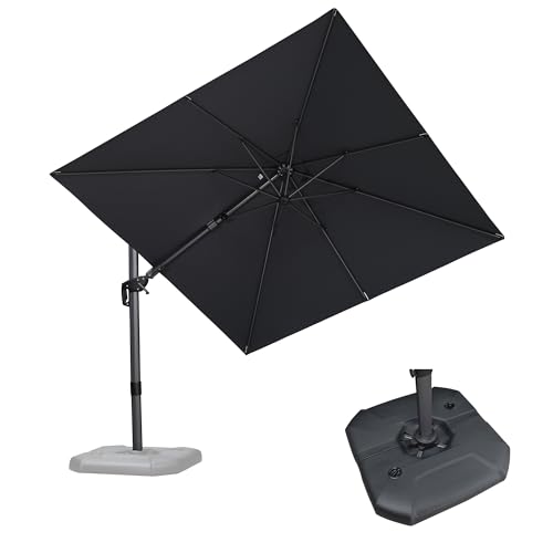 Purple Leaf 8.8' x 8.8' Left-Right Tilt Patio Umbrella with Base