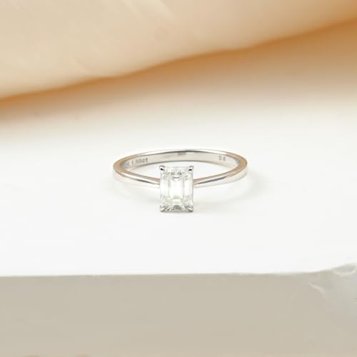 1ct Emerald Cut Moissanite Travel Ring, S925 Sterling Silver, VVS Solitaire Engagement Ring, White3