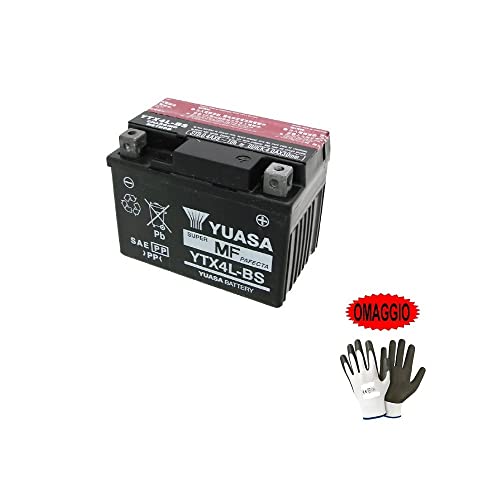 Compatible con GILERA DNA 50 2000 2007 BATERÍA YUASA YTX4L BS (SELLADA SUMINISTRADA) BATERÍAS 12V / 3AH para Motocicleta ESPECÍFICA 114X71X86MM