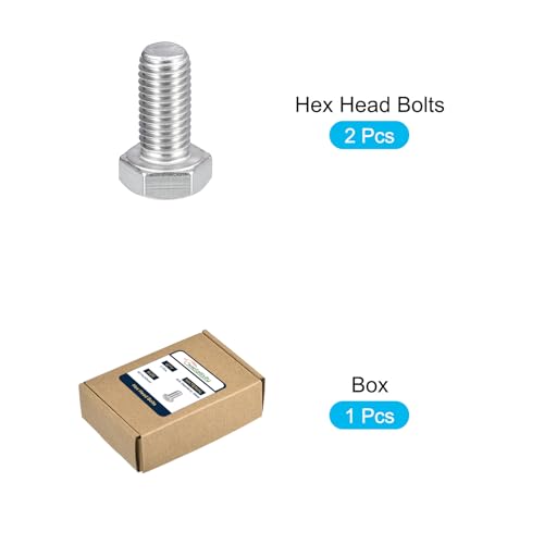 Image of METALLIXITY Hex Bolts (M14-2x30mm) 2Pcs, 304 Stainless Steel Coarse Fully Threaded Hex Head Screw Bolt Machine Screws - for Furniture Repair, Silver