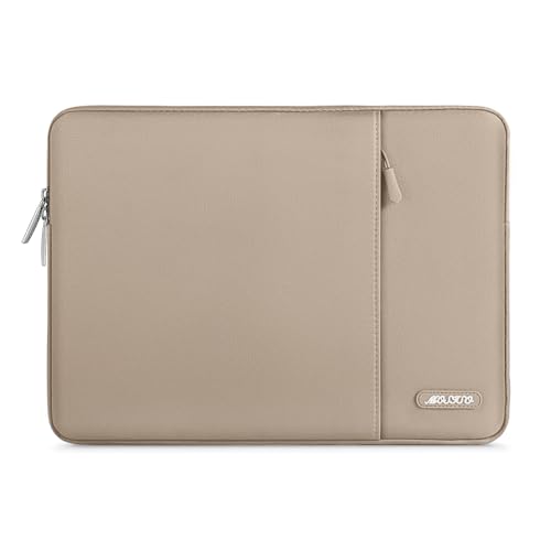Image of MOSISO Laptop Case 13.3 inch, 13-13.3 inch Laptop Sleeve Compatible with MacBook Air /Pro 13 /Pro 14 M5 M4 M3 M2 M1, HP Dell ASUS Lenovo,Polyester Vertical Computer Sleeve Bag with Pocket, Taupe Brown