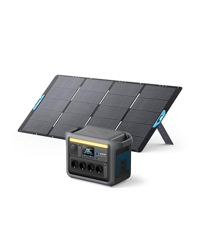 Anker SOLIX C1000 Set Tragbare Powerstation mit 400W Solarpanel, 1800W Solargenerator, 4230V Steckdosen mit max. 2400W Leistung, LFP Powerstation für Outdoor, Camping und Stromreserve