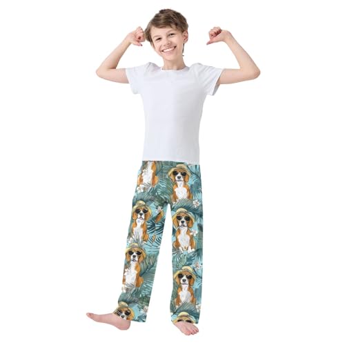 ZZXXB Tropical Beagle Boys Long Pants Soft Trousers Elastic Waist Kids Lounge Bottoms with Pockets S-XL3