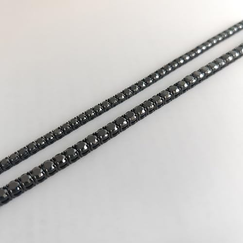 4-5mm Round Cut Black Moissanite Tennis Bracelet for Women Mens moissanite bracelet, Black 316 Stainless Steel Cuban Chain Gifts birthday anniversary4