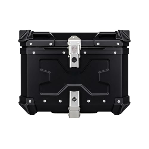 Image of Vagary Metal Universal Motorcycle Top Box Pannier,45L Motorbike Hard Box Trunk Luggage Fit to Re Himalyan 450, Cassic 350, Meteor 350, Hunter 350, KTM Adventure, Hero X-Pulse 200, Meteor 650 (Black)