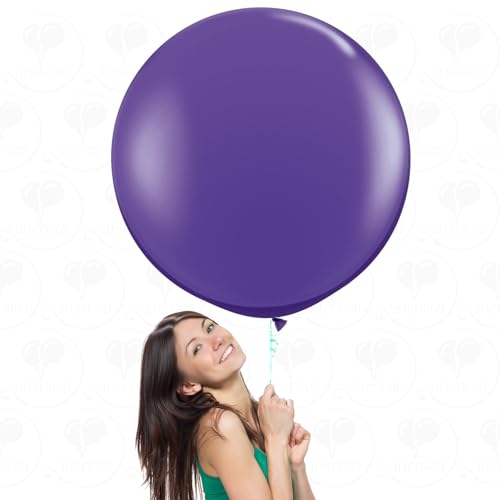 Image of AFTERLOON Biodegradable Balloons 3 pcs 36 Inch Orb Perfect Round Giant Extra Large Purple, Durable Thickened Strong Jumbo XL Big Helium Float, Shower Birthday Party Decorations