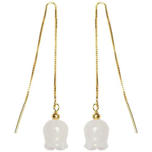 Boucles d'oreilles pour femmes S925 au style jade blanc et éclat raffiné