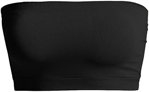 Women's Seamless Bandeau Bra Top Stretch Tube Bralette Black One Size