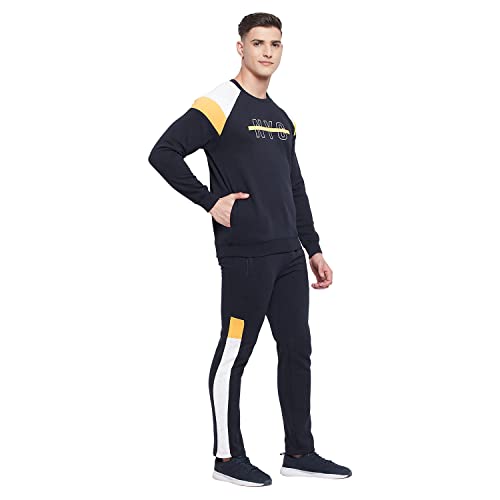 Image of LIVFREE Neva Mens Round Neck Chest Alphabetical Printed Winter Tracksuit