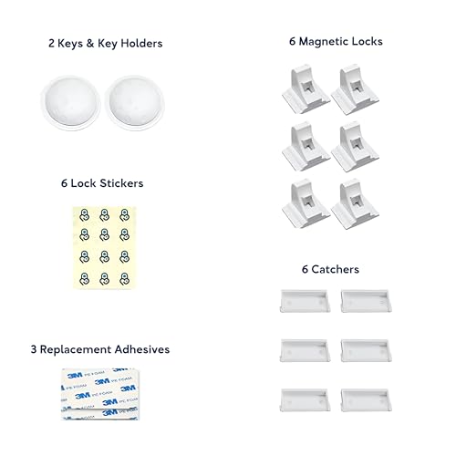 Image of Baby Proof Me Baby Proofing Magnetic Child Safety Cabinet Locks, 6-Pack | Childproof Your Home, Invisible Drawer Locks, Unlocks With Magnetic Key, Fits Cupboards & Cabinets, No-Drill Install, 2 Keys