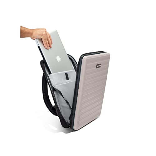 Image of Assembly Cabin Suitcase Small & Hard Shell Laptop Bag with Flat-Lay Opening, 8 Spinner Wheels, Premium Polycarbonate Hard Shell Carry On Luggage Combo for Business Travel, Ivory
