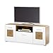 Produktbild Stella Trading TV-Lowboard in Weiß, Artisan Eiche Optik mit Hirnholz-Applikationen - Moderner TV Schrank mit viel Stauraum für Ihr Wohnzimmer - 140 x 58 x 38 cm (B/H/T)