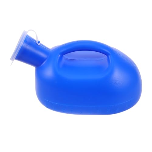 Orinal para hombres evita derrames en cama mediante botella de orina con tapa azul