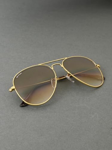 Image of GYNK Men's Aviator Sunglasses | Toughened Glass Lens | UV400 Protection | Lightweight Metal Frame Pilot Sunglasses for Driving, Travel, Outdoor Activities & Daily Wear