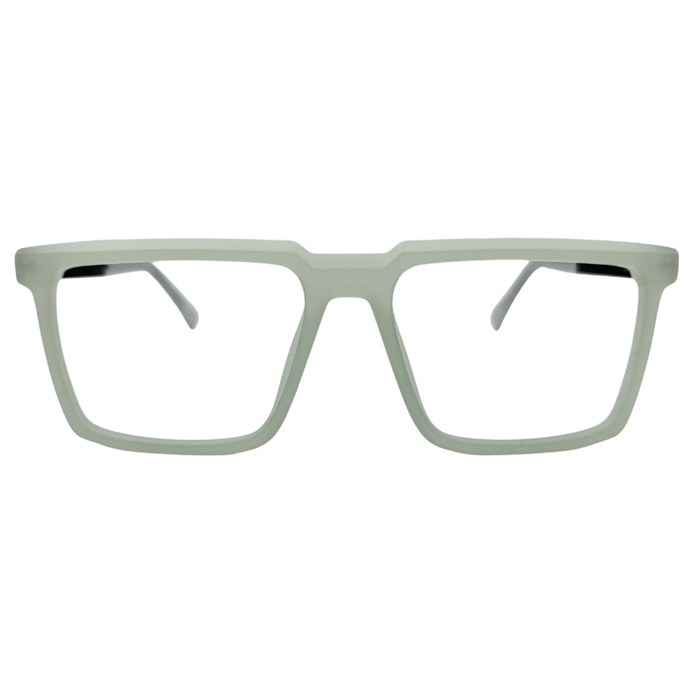 Square Blue Light Protection Glasses, Frosted Mint Green Frame | Flat Top Design, Two-Tone Temple, Unisex Style, Clear Lens Ready, Lightweight Frame-image-32