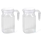 frigo service enr  Tradineur Lot de 2 bocaux à frigo avec couvercle blanc en verre, capacité de 0,5 l, 15,7 x 13 x 7,5 cm, récipient pour stocker et servir des liquides au design traditionnel.