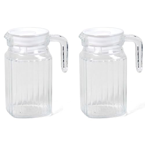 Acan Tradineur - Pack de 2 Jarras frigo con Tapa Blanca de Cristal con Capacidad de 0,5 litros, de 15,7 x 13 x 7,5 cm. Recipiente para almacenar y Servir líquidos con diseño Tradicional.