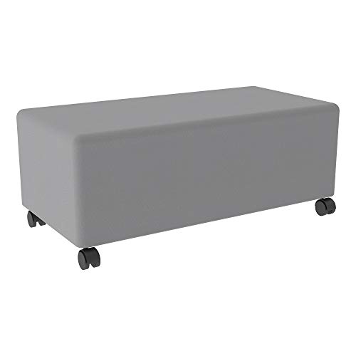 Image of Sprogs 12 inch H Structured Rectangle Stool -Flexible Modular Collaborative Soft Seating for Office, Home, Lounge and School Classrooms with Durable Frame & Set of 2 inch Casters Add-on -Blue