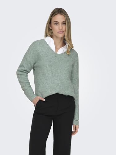 ONLY Damen ONLCAMILLA V-Neck L/S Strickpullover KNT 15204588, Blue Surf ,M