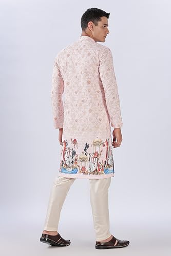 Image of BE ACTIVE Men's Cotton | Regular Fit Casual Mandarin Collar | Long Length Full Sleeves | Embroidered Indian Kurta