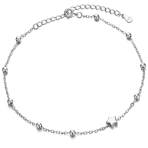 Tobilleras de plata de ley 925 Weelody para mujer con abalorios elegantes