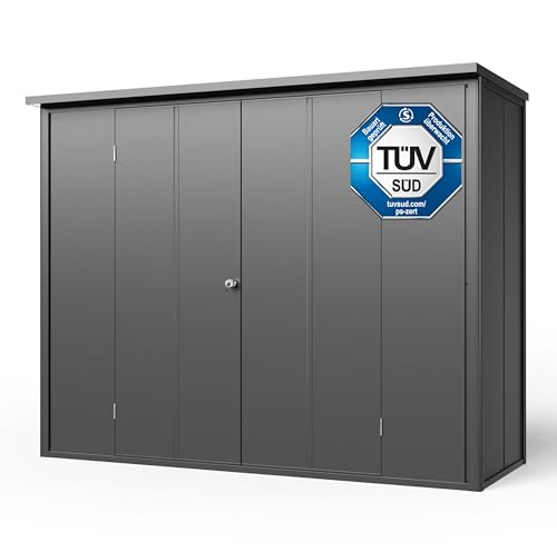 GFP Primeyard Geräteschrank Metall 228x84x181 cm Gartenschrank anthrazit inkl. Fußboden