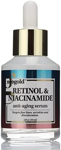 Neogold Retinol & Niacinamide Anti Aging Skin Care Facial Serum. Neck & Face Skincare Serum Concentrate Helps Reduce Appearance Of Fine Lines, Wrinkles, Sagging Skin, & Discoloration, Large 2 Fl Oz